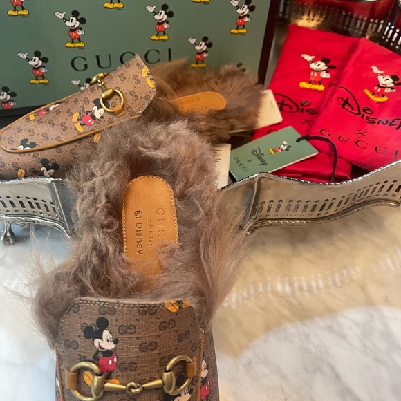 GUCCI X DISNEY Mini Vintage GG Supreme Monogram Mickey Mouse Fur Womens 37.5 - Picture 5 of 16